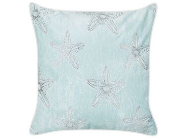 Coussin CERAMIUM Velours 45 x 45 cm Bleu clair Motif floral