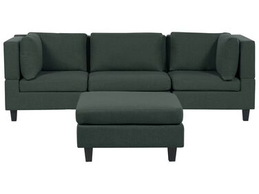 Modular Sofa 3 Seater UNSTAD Fabric Dark Green with Ottoman