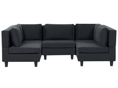 Modular U-Shape Sofa 5 Seater UNSTAD Fabric Black