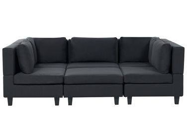 Modular U-Shape Sofa 5 Seater UNSTAD Fabric Black with Ottoman