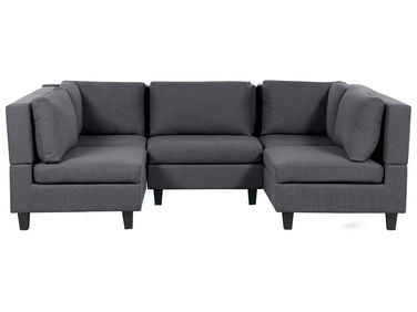Modular U-Shape Sofa 5 Seater UNSTAD Fabric Dark Grey