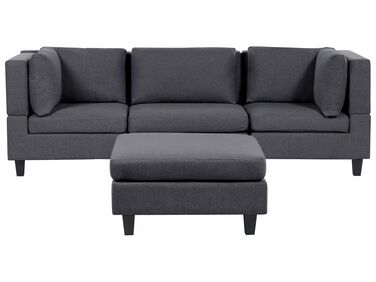 Modular Sofa 3 Seater UNSTAD Fabric Dark Grey with Ottoman