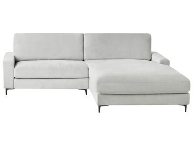 Canapé d'angle 3 places MALOY Tissu chenille Gris clair Côté gauche