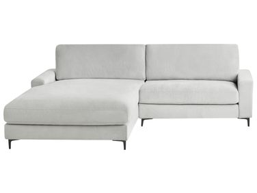 Canapé d'angle 3 places MALOY Tissu chenille Gris clair Côté droit