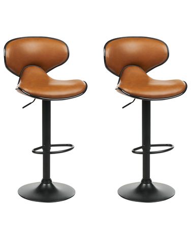 Set van 2 barstoelen CONWAY Kunstleer draaibaar Goudbruin