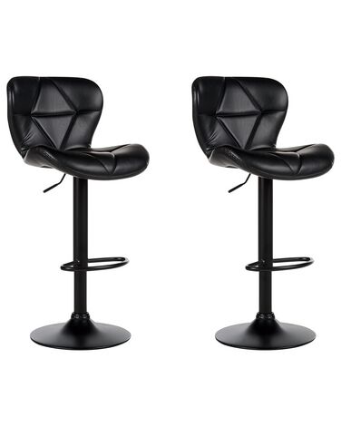Set van 2 barstoelen VALETTA Kunstleer draaibaar Zwart