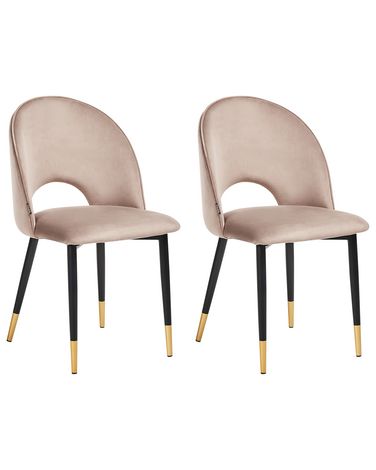 Set van 2 eetkamerstoelen MAGALIA Fluweel Taupe