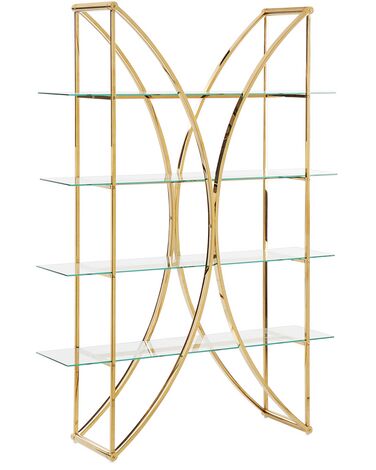 4 Tier Shelving Unit HOLLOW Metal 175 cm Gold