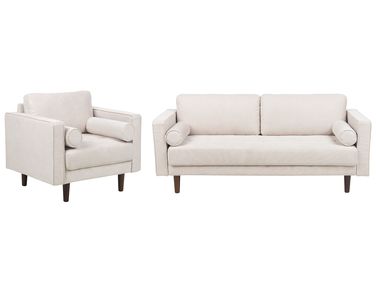 Living Room Set 4 Seater NURMO Fabric Light Beige