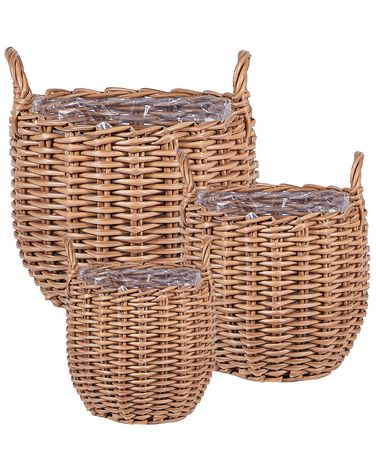 Set van 3 rieten plantenbakken AUCUBA 26/34/44 cm Lichtbruin