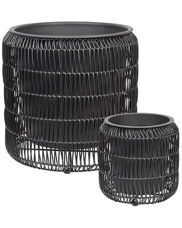 Set van 2 bloempotten BRODIEA PE rotan 26/45 cm Zwart