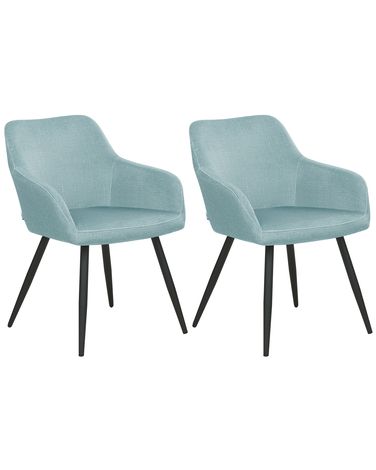Set van 2 eetkamerstoelen CASMALIA Fluweel Lichtblauw