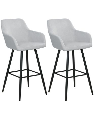 Set van 2 barstoelen CASMALIA Fluweel Lichtgrijs