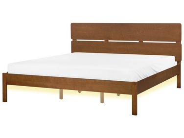 Bed met LED-verlichting Hout BOISSET 180 x 200 cm Donkerbruin