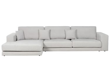 Canapé d'angle 5 places LOFOTEN Tissu Gris clair Côté droit