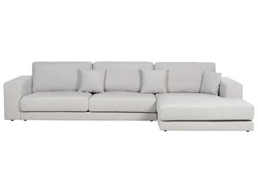 Canapé d'angle 5 places LOFOTEN Tissu Gris clair Côté gauche