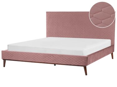 Bed Fluweel BAYONNE 180 x 200 cm Roze