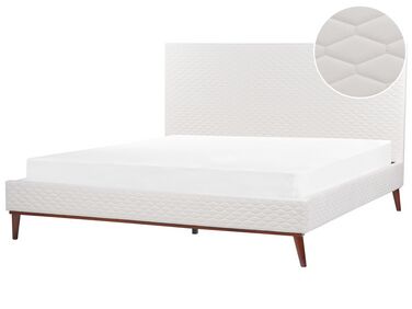 Bed Fluweel BAYONNE 180 x 200 cm Gebroken wit