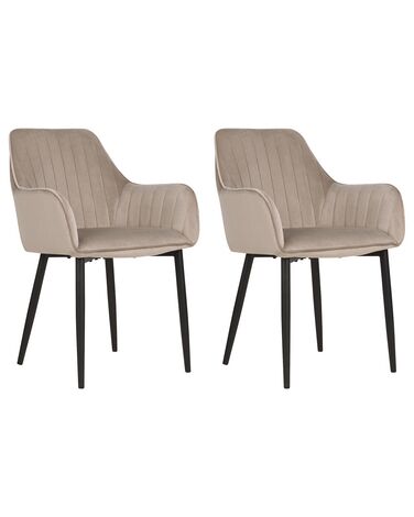 Set van 2 eetkamerstoelen WELLSTON Fluweel Taupe