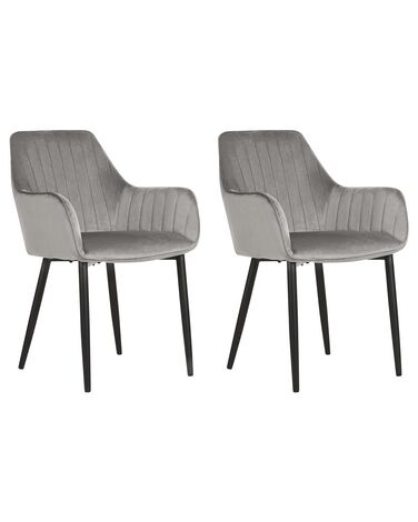 Set van 2 eetkamerstoelen WELLSTON Fluweel Donkergrijs
