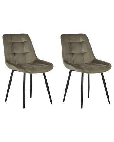 Set van 2 eetkamerstoelen MELROSE Fluweel Olijfgroen