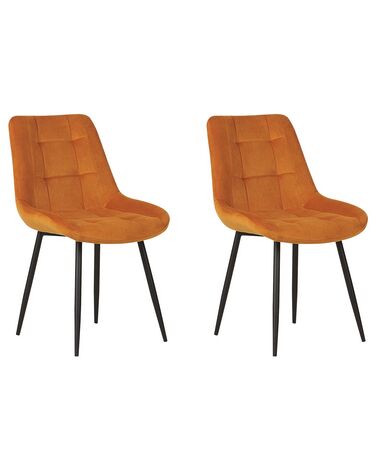 Set van 2 eetkamerstoelen MELROSE Fluweel Oranje