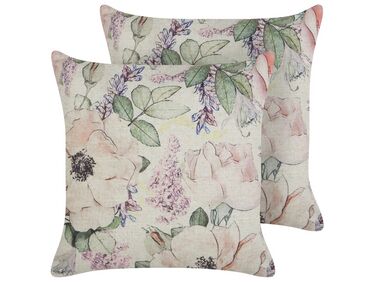 Lot de 2 coussins décoratifs ZAHRIYE 45 x 45 cm Violet Motif floral