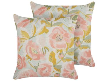 Lot de 2 coussins décoratifs ZAHRIYE 45 x 45 cm Rose Motif floral