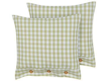 Lot de 2 coussins décoratifs TALYA 45 x 45 cm Vert olive À carreaux