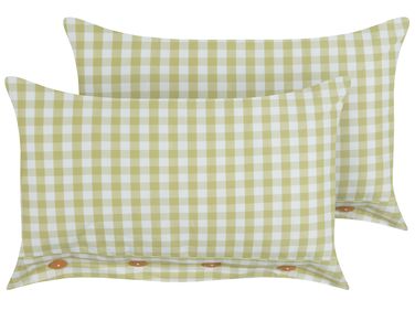Lot de 2 coussins décoratifs TALYA 40 x 60 cm Vert olive À carreaux