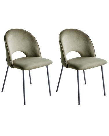 Set van 2 eetkamerstoelen COVELO Fluweel Donkergroen