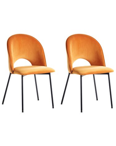 Set van 2 eetkamerstoelen COVELO Fluweel Oranje
