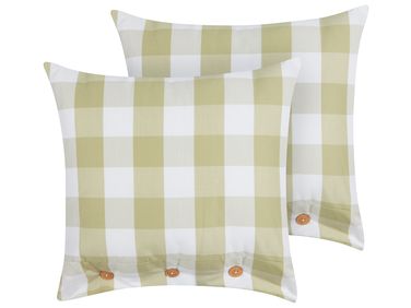 Lot de 2 coussins décoratifs TAMNINE 45 x 45 cm Vert clair À carreaux