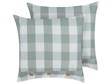 Lot de 2 coussins décoratifs TAMNINE 45 x 45 cm Vert menthe À carreaux