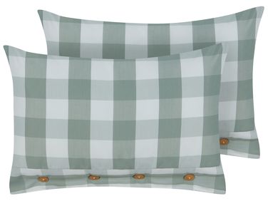 Lot de 2 coussins décoratifs TAMNINE 40 x 60 cm Vert menthe À carreaux
