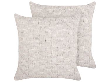 Lot de 2 coussins décoratifs BASALIM 45 x 45 cm Beige Unicolore