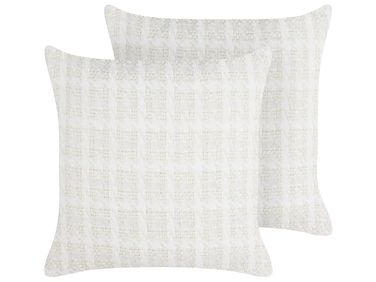 Lot de 2 coussins décoratifs DOURIS 45 x 45 cm Beige clair À carreaux