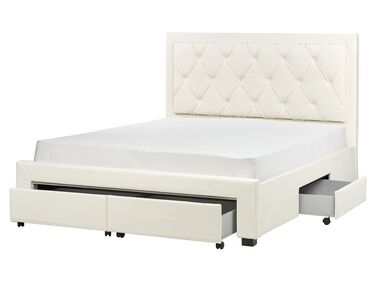 Bed met opbergladen Fluweel LIEVIN 160 x 200 cm Lichtbeige