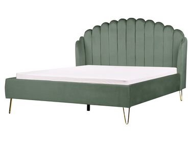 Bed Fluweel AMBILLOU 160 x 200 cm Groen