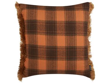 Coussin BARJA 45 x 45 cm Orange À carreaux