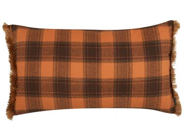 Coussin BARJA 40 x 70 cm Orange À carreaux