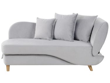 Chaise longue côté droit MERI Velours Gris clair avec rangement