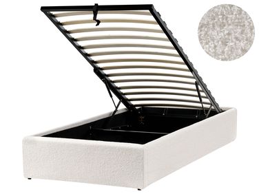 Opbergbed zonder hoofdbord Bouclé DINAN 90 x 200 cm Gebroken wit