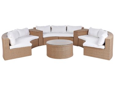 Garden Lounge Set with Table 9 Seater SEVERO PE Rattan Sand Beige