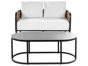 Garden Lounge Set with Table 2 Seater MONTEFALCO Metal White