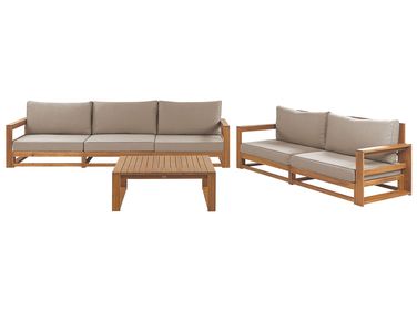 Garden Lounge Set with Table 5 Seater TIMOR Modular Certified Acacia Wood Light Brown
