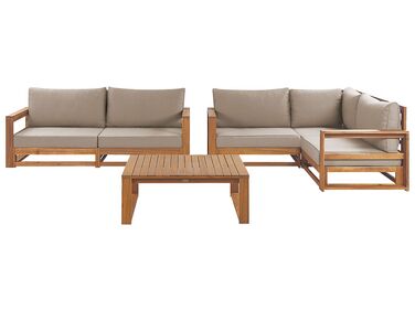 Ensemble de salon de jardin avec table 4 places TIMOR Bois d'acacia certifié Marron clair