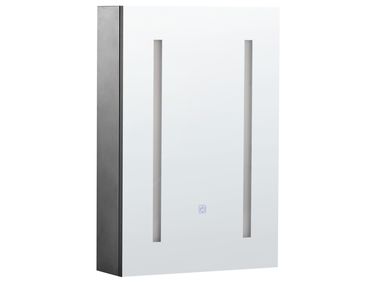 Bathroom Wall Mounted Mirror Cabinet LED CAMERON 40 cm 60 cm Black