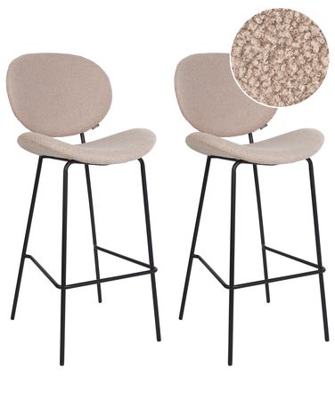 Set van 2 barstoelen LUANA Bouclé Lichtbeige
