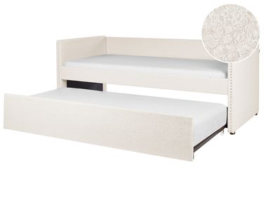 Onderschuifbed Bouclé TROYES 90 x 200 cm Lichtbeige